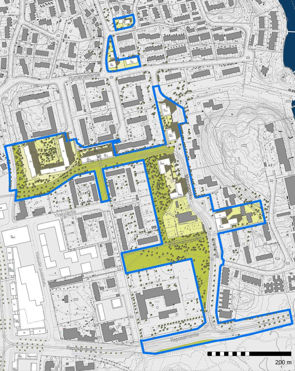 vaiheen havainnekuva Ilomäentien alue Korttelissa 49005 viheraluetta muutetaan pientalotontiksi / Noin 400 k-m2 / 2 kerrosta Marunakujan varren viheralueelle asuinkerrostalotontti / Noin 4130 k-m2 /