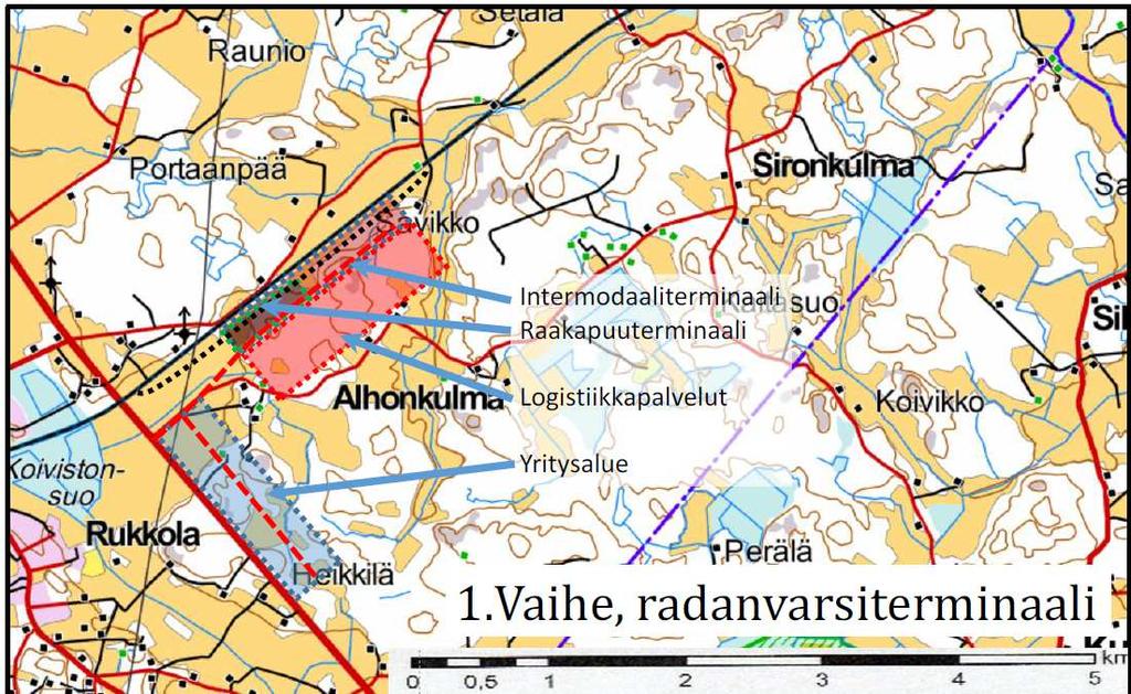 Logistiikkakeskusalueen toteuttaminen on mahdollista pitkälti nykyisen aseman sijainnin varassa.