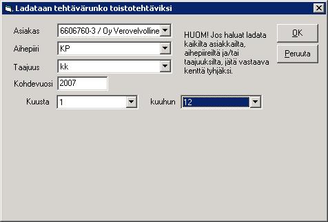 Sinne voit ladata uusia tehtäviä etukäteen sitä mukaa kuin katsot tarpeelliseksi, esimerkiksi koko vuoden tehtävät etukäteen, tai lyhyemmän jakson.