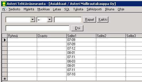 Asteri Tehtäväseuranta käyttöohje 31/67 Syötä