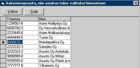 52/67 Asteri Tehtäväseuranta käyttöohje Esimerkiksi yrityksen valinta