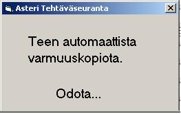 Asteri Tehtäväseuranta käyttöohje 65/67 Syötä etsittäväksi tiedostoksi esim. firma.wts (yrityksen tehtäväseurantatietokanta). Hakutuloksissa näet myös tiedostojen päivämäärän.