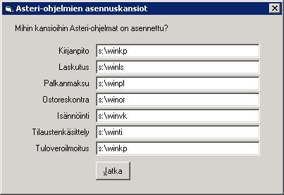 Tämän perusteella ohjelma etsii asiakkaittesi tiedot pohjaksi. Jos ohjelma on asennettu paikallisesti yhdelle koneelle, syötä polut muodossa c:\winkp jne.