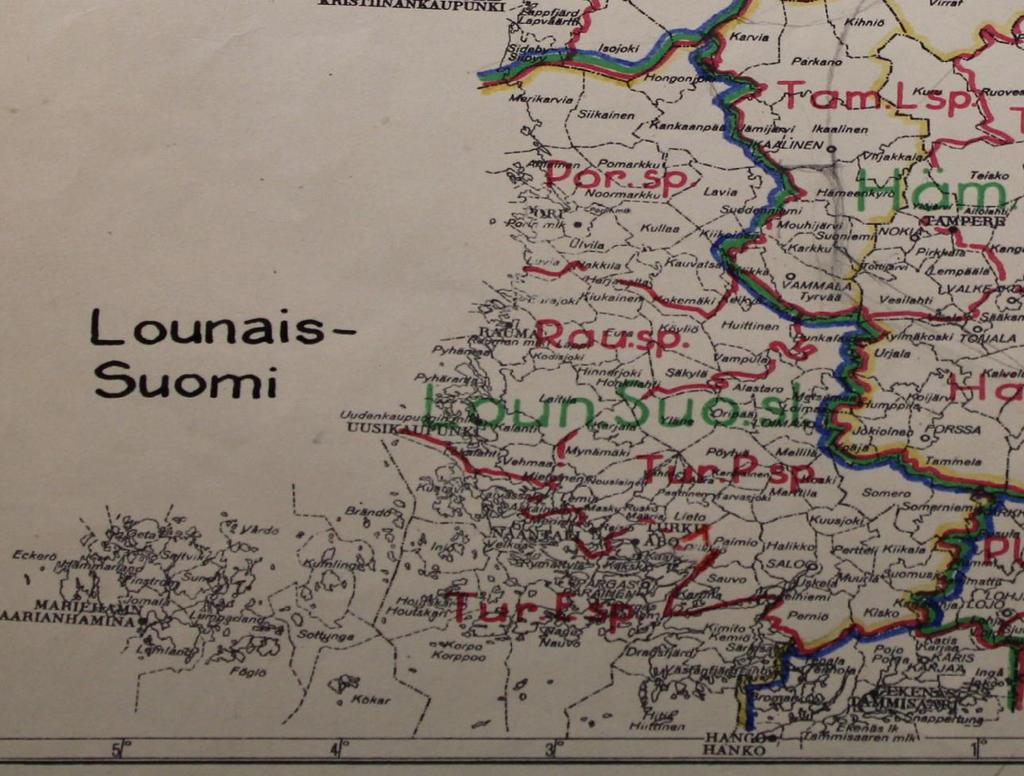 18 2. Divisioonan vastuualueeseen kuuluneet sotilasläänit 2. Divisioonan vastuualue käsitti ainoastaan Lounais-Suomen sotilasläänin vuoteen 1952 asti.