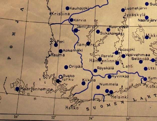 soveltui ainoastaan kevyille yhteiskoneille. Kentät olivat jakaantuneet vastuualueella tasaisesti.