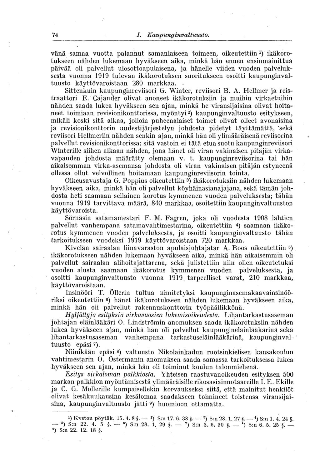 74 I. Kaupunginvaltuusto.