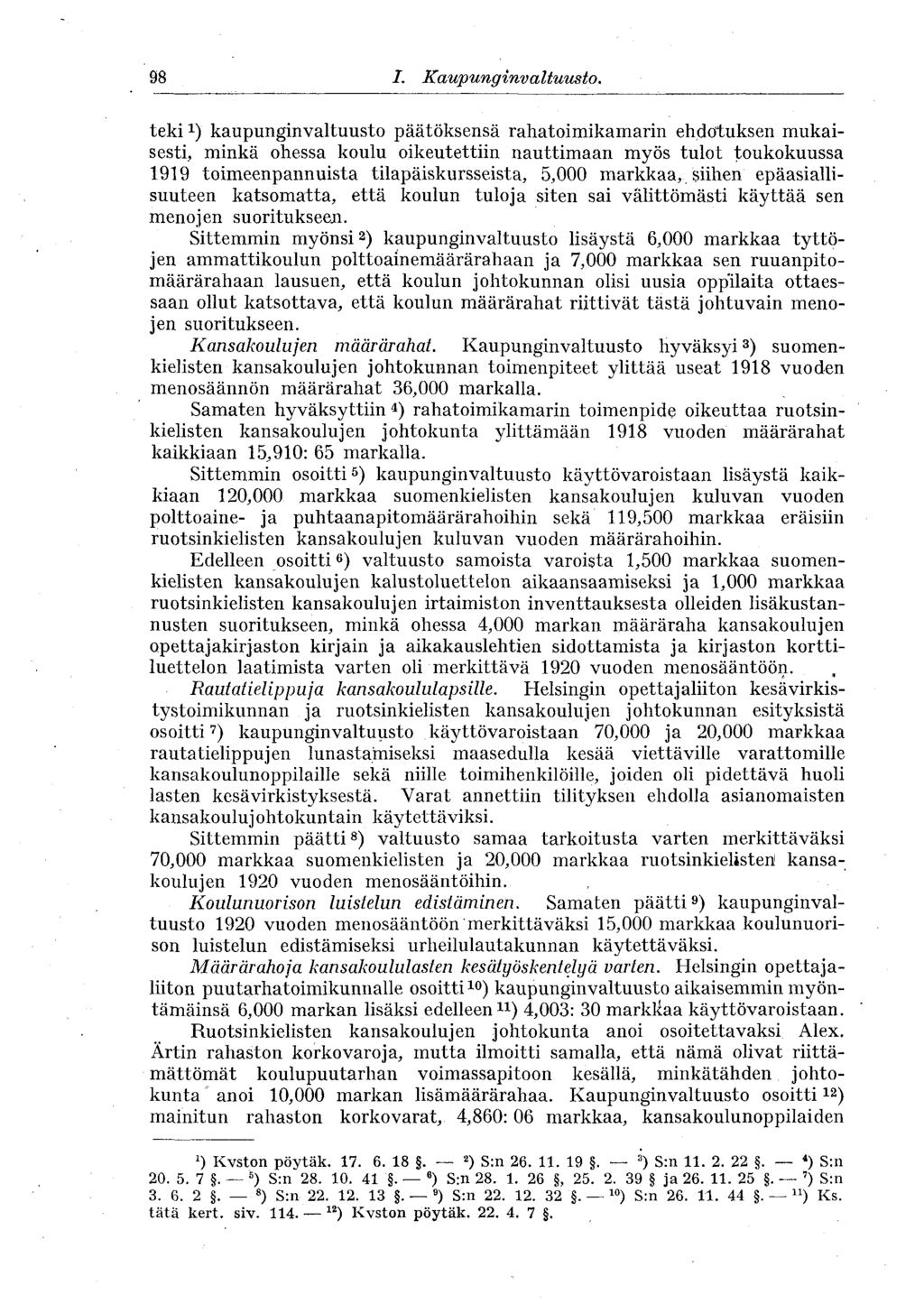 98 I. Kaupunginvaltuusto., teki!