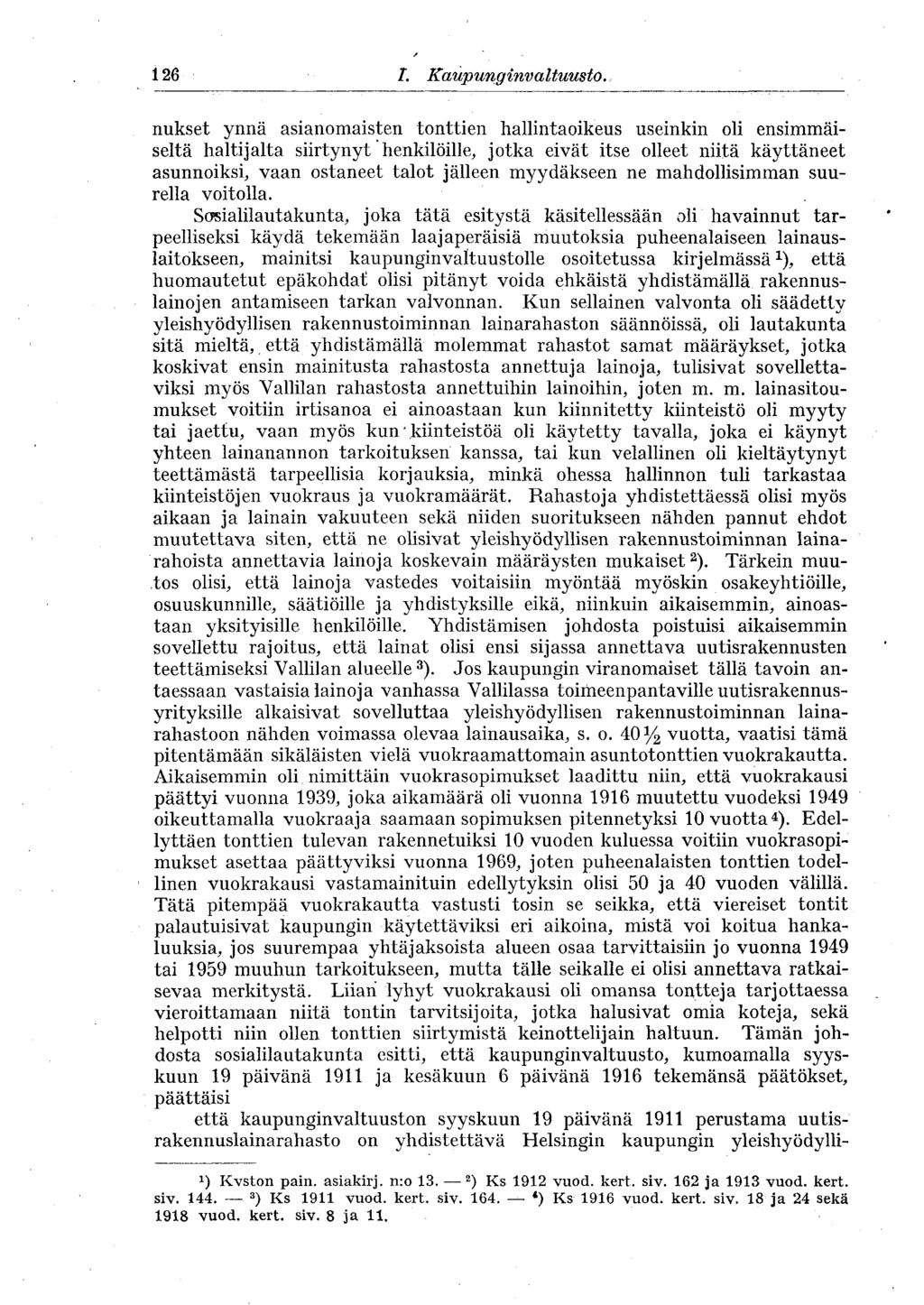 126 J /. Kaupunginvaltuusto.