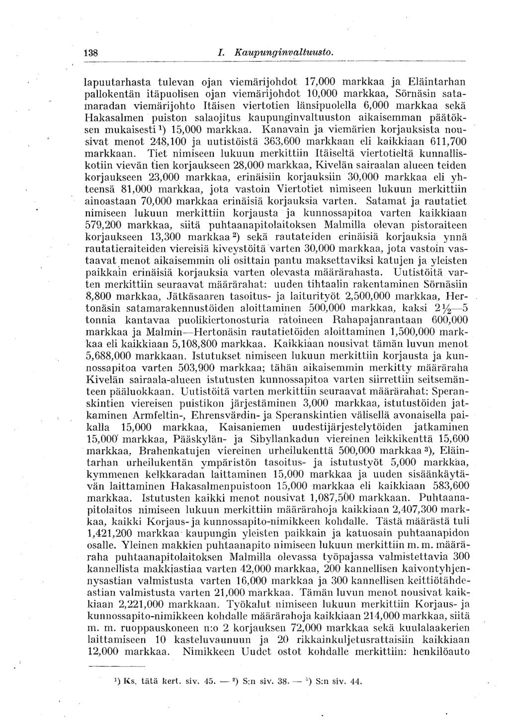 138 J /. Kaupunginvaltuusto.
