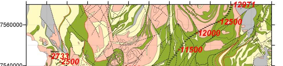 2 Kuva 1. Tutkimusalueen geologinen kartta. Geologian tutkimuskeskus. Fig 1. Geological map of the research area.