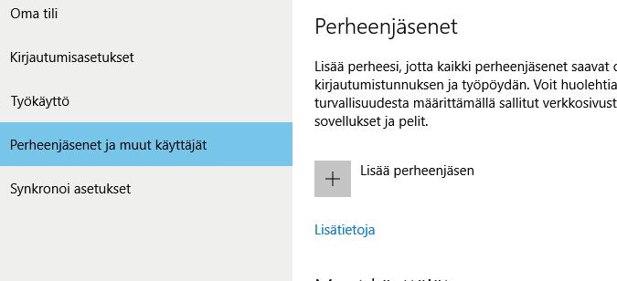 Valitse seuraavaksi, onko lisättävä käyttäjä perheenjäsen