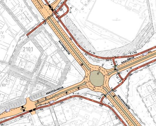 liieneen melun orjumisesa raennusen uloseinäraeneissa seä hulevesien viivyysesä Suunnielualue on suuruudelaan n,8 ha KM-orelialuea on n,0 ha ja YS-orelialuea n, ha, EV-aluea 0,0 ha ja aualuea n, ha