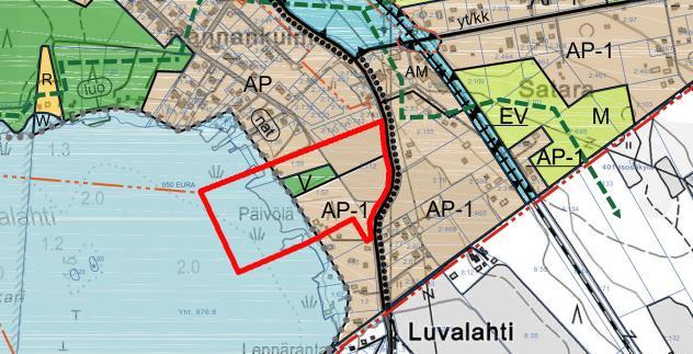 11(17) 3.2.3. Yleiskaava Suunnittelualueella on voimassa Euran keskustan osayleiskaava (Kv hyv. 23.5.2016, osittainen voimaantulo 21.11.2016).