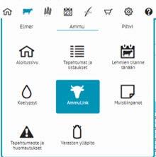 Lähetetyn tiedoston käsittely Minun Maatilassani Kirjaudu Minun Maatilaani Klikkaa Ammu valikosta toimintoa AmmuLink Linkki aukaisee koosteen missä näkyy kpl määrät