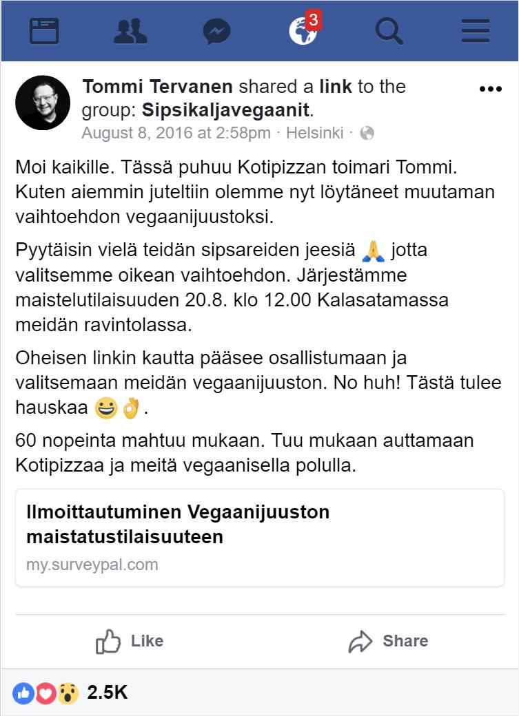 Sipsikaljavegaanit-ryhmältä.