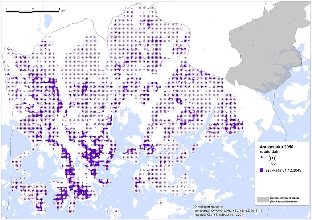 59 Kartta. Asukasluku Helsingissä 2050.