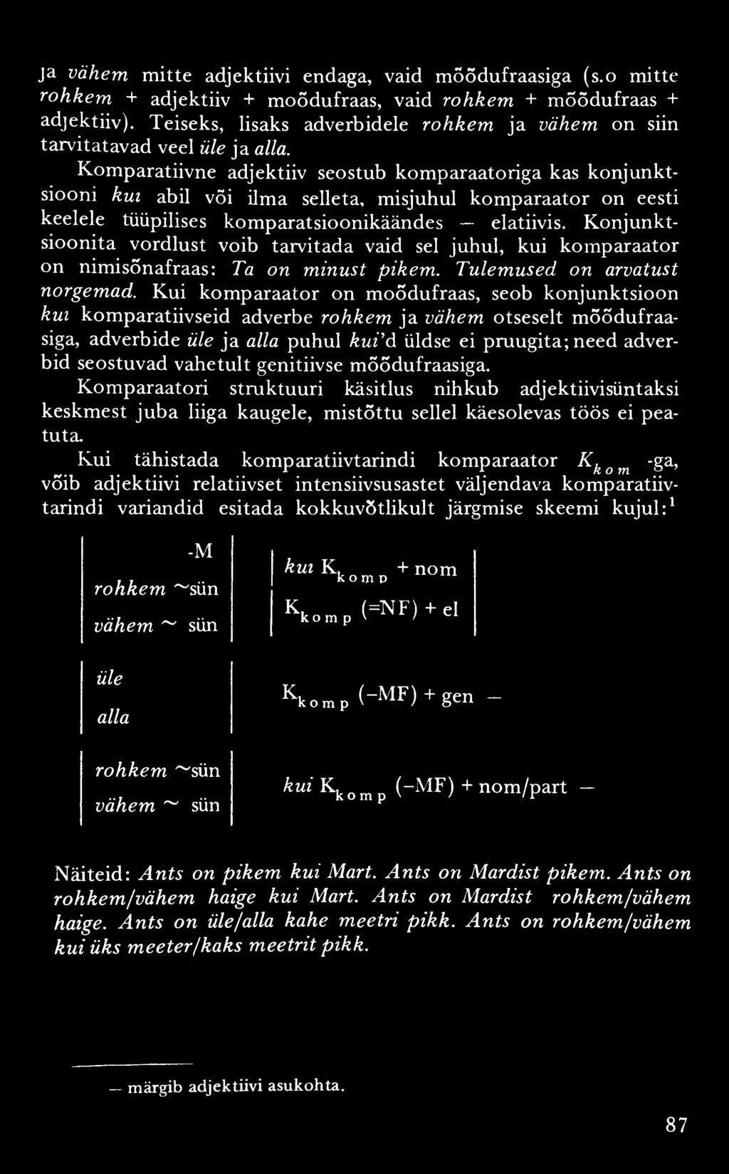 ja vähem mitte adjektiivi endaga, vaid mõõdufraasiga (s.o mitte rohkem + adjektiiv + moõdufraas, vaid rohkem + mõõdufraas + adjektiiv).