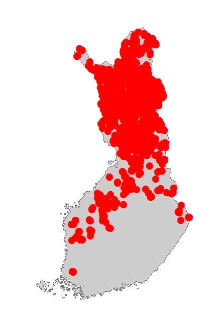 Kuva 2. Maakotkan levinneisyys Kuva 3. Uudet maakotkareviirit vuonna 2017.