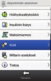 7.9 Kieli Näytön kielen voi valita valmiista luettelosta.