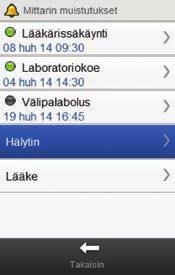 8 8.8 Hälytysmuistutus Päävalikko >