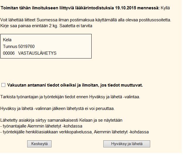 Yhteenvedon tarkistaminen ja lähettäminen