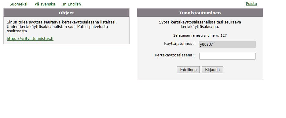 Tunnistautuminen Katso-tunnisteen haltijalla