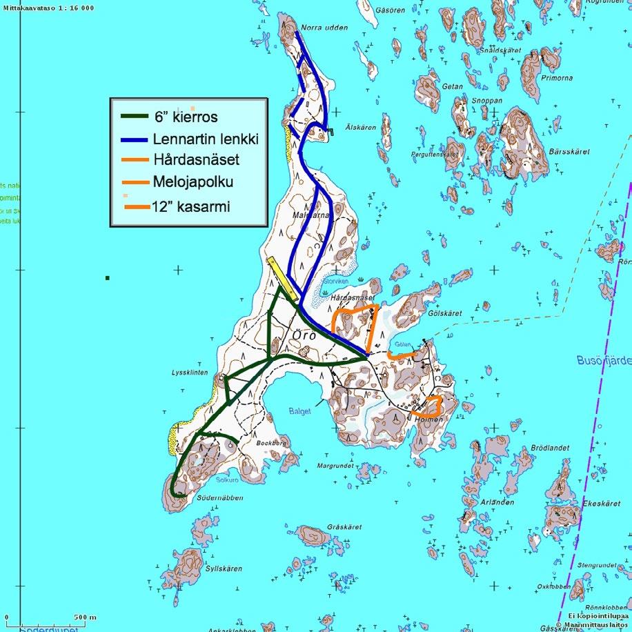 Retkeilyreitistö ja opastus Örö on iso saari, noin 3,5 kilometriä pitkä ja 1,5 km leveimmältä kohdaltaan, ja mielenkiintoiset tutustumiskohteet sijaitsevat eri puolilla saarta.