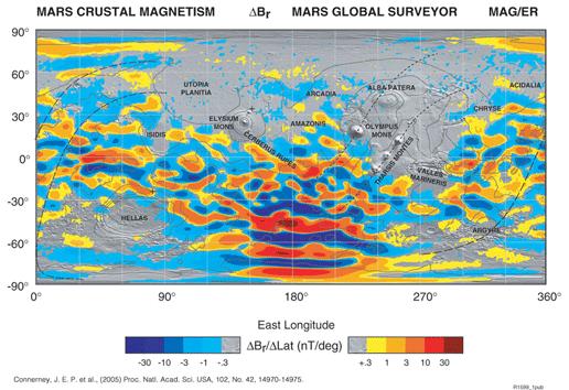 Marsin kuoren magneettikentän anomalioita The Mars Global