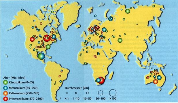 Impact structures on Earth ~ 180 craters known.