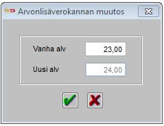 laskujen ylläpidossa ennen joulukuun hyväksyntää. 3. Joulukuun laskutus suoritettu verokannan 23 % laskut hyväksytty. Apuohjelma voidaan tällöin ajaa.