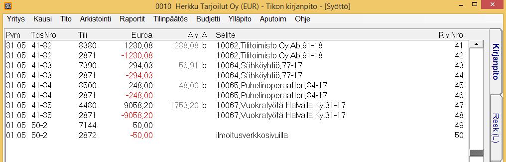 VERKKOLASKUJEN YKSITTÄISKÄSITTELY