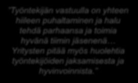 Yhteenveto 52% suomalaista pitää hyvää työilmapiiriä yhtenä työhyvinvoinnin tärkeimmistä tekijöistä. 37% nosti työhyvinvoinnin tärkeimpien tekijöiden joukkoon motivoivan työn.