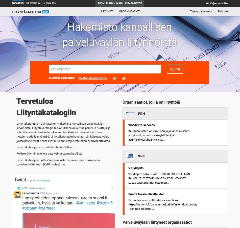 Liityntäkatalogi Liityntäkatalogi sisältää tekniset sekä