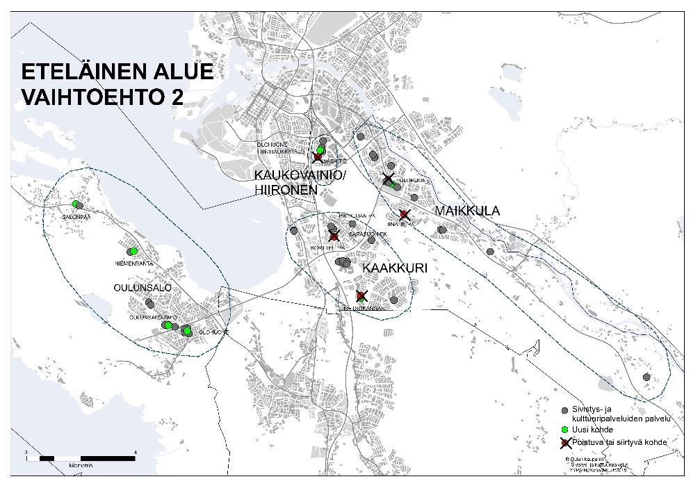 Eteläinen alue vaihtoehto 2 Palveluverkon toimenpiteet vuosina 2018 2019: Iinatin päiväkodista luovutaan 1.8.2018 alkaen.