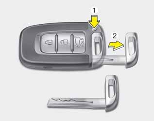 Autosi ominaisuudet n Tyyppi C OTA040001 Tyyppi C Irrottaaksesi mekaanisen avaimen, paina ja pidä pohjassa vapautuspainiketta ja poista mekaaninen avain.
