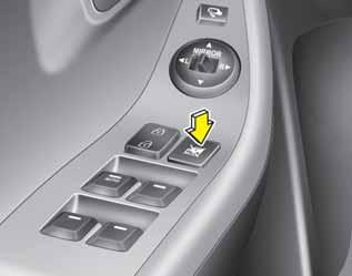 Autosi ominaisuudet OTA040016 Sähköikkunoiden lukituspainike (mikäli varusteena) Kuljettaja voi poistaa matkustajien sähköikkunoiden kytkimet käytöstä painamalla kuljettajan ovessa sijaitsevan