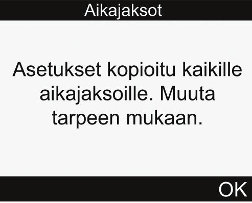 Tavoitealueen muuttaminen: j Valitse tavoitealueen alarajaarvon merkintäkenttä ja paina j Aseta alaraja-arvo ja paina j Valitse tavoitealueen ylärajaarvon merkintäkenttä ja paina j Aseta yläraja-arvo