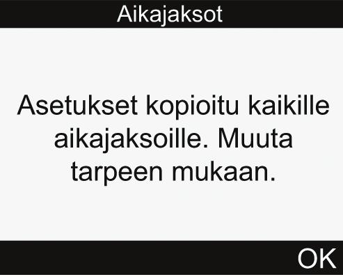 Tavoitealueen muuttaminen: j Valitse tavoitealueen alarajaarvon merkintäkenttä ja paina j Aseta alaraja-arvo ja paina j Valitse tavoitealueen ylärajaarvon merkintäkenttä ja paina j Aseta yläraja-arvo