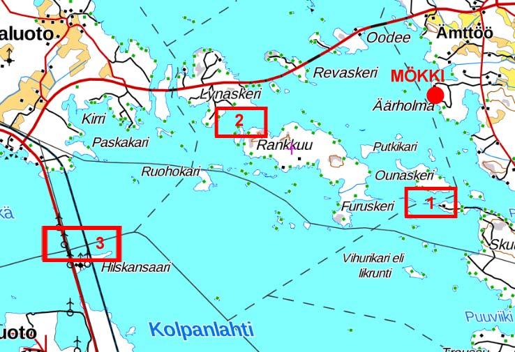 KALAPAIKAT Hyviä kalapaikkoja löytyy Pihlavanlahden alueelta useita. Tänä syksynä Hekan jigikalastajat testasivat seuraavia alueita: Syväkurkku (1), Lynaskerinsuntti (2) sekä Tuulimyllysillat (3).