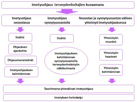 24 4 IMETYSOHJAUS TERVEYDENHOITAJIEN KUVAAMANA Tässä tutkielmassa tarkastellaan imetysohjausta terveydenhoitotyön näkökulmasta.