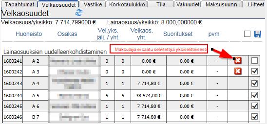 Kpl-perusteisten maksulajien tapauksessa yksiköt haetaan kohteen voimassa olevan sopimuksen maksulajin kertoimelta. Käytettävät maksulajit tulee asettaa lainan maksulajeihin.