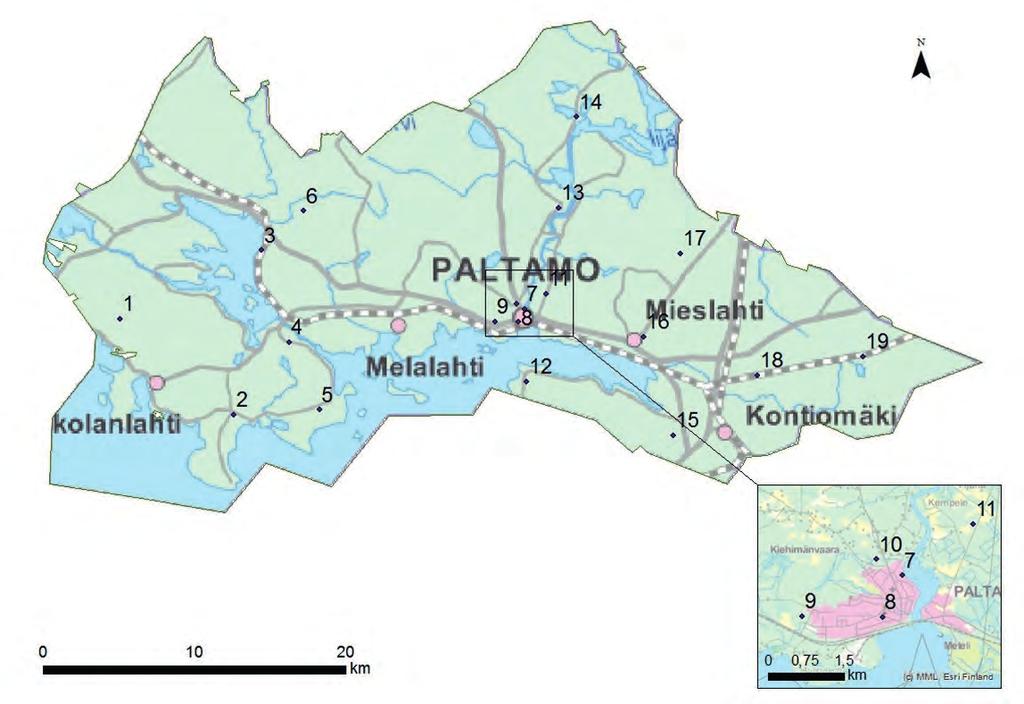 Havaintoalueet Paltamossa Paltamon kunnan alueella sijaitsee 19 havaintoaluetta, joista viisi sijaitsee kunnan keskustaajamassa tai sen läheisyydessä.