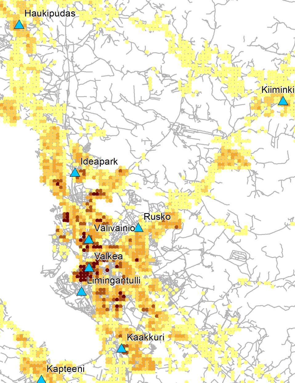 Location-Allocation Esimerkki: etsi sijaintipaikat kahdelle (2) myymälälle mahdollisten kauppapaikkojen joukosta