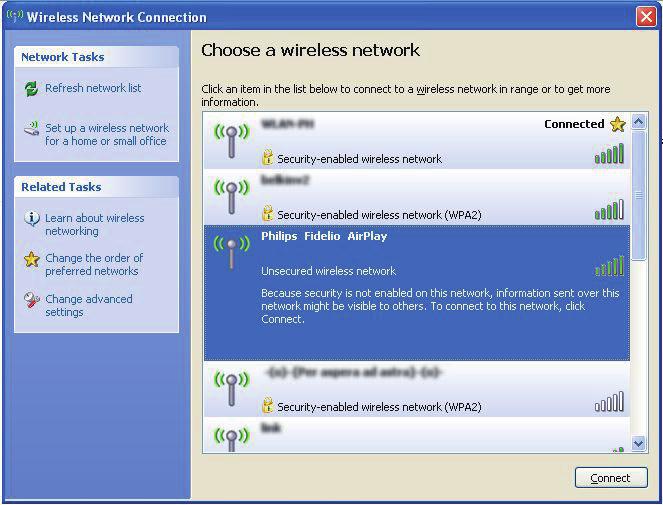 Vihje Jos Philips_Install XXXXXXei ole luettelossa, kokeile Philips_Install XXXXXX etsiä käytettävissä olevat Wi-Fi-verkot uudelleen.