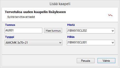 4. Uuden kaapelin luonti Luo kaapeli Kaapeleita voidaan luoda minkä tahansa kansion alle. 1. Valitse automaatioprojektin alta kansio, johon haluat luoda kaapelin (voit valita myös esim. kaavion). 2.