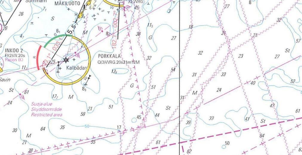 3. Paikasta 59 50,0 N 024 41,0 E ohjaat kompassisuuntaan 248. Ajettuasi kaksi tuntia suunnit Porkkalan merimajakan keulasuuntimassa 112. Etelätuulen aiheuttama sorto on koko matkan ajan 10.