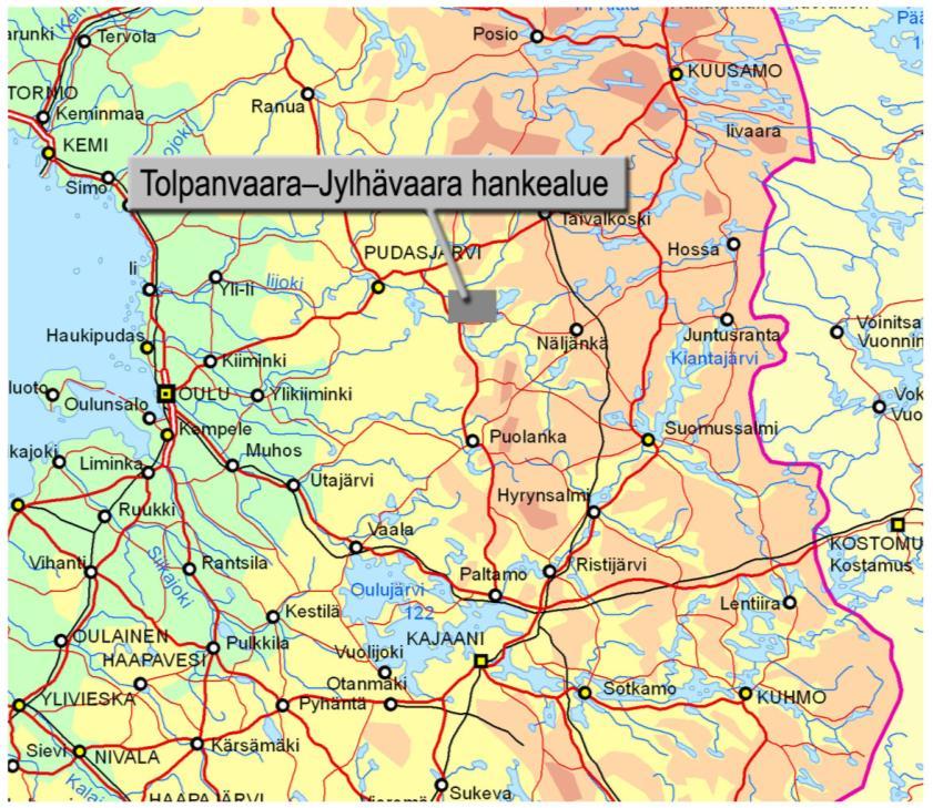 PUDASJÄRVEN KAUPUNKI 10 3 HANKEKUVAUS Tässä osiossa esitellään suunnittelualueen sijainti ja kaava-alueen ja YVA-hankealueen rajaukset sekä yleiskaavaluonnoksen pohjana olevan hankesuunnitelman