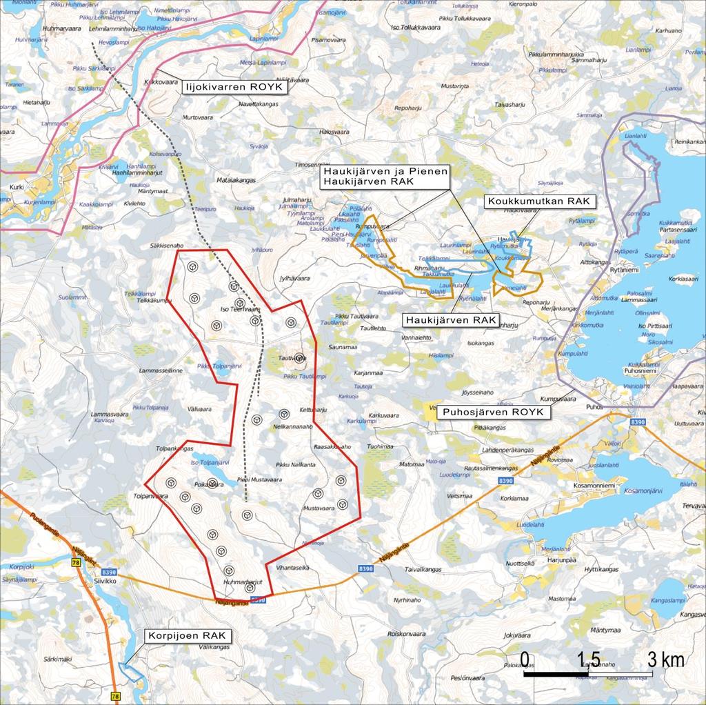 PUDASJÄRVEN KAUPUNKI 23 Kuva 11. Kaavoitustilanne suunnittelualueen läheisyydessä (ROYK = rantaosayleiskaava, RAK = ranta-asemakaava). Lähde: Pudasjärven kaupunki. 4.
