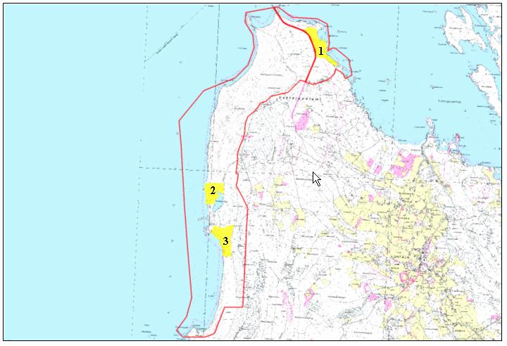14 3.3 TOIMENPITEET OSA-ALUEITTAIN Kuva 2. Vattajaan suunnitellaan kolmea laidunaluetta (merkitty keltaisella). Natura 2000-alueen raja on merkitty punaisella.