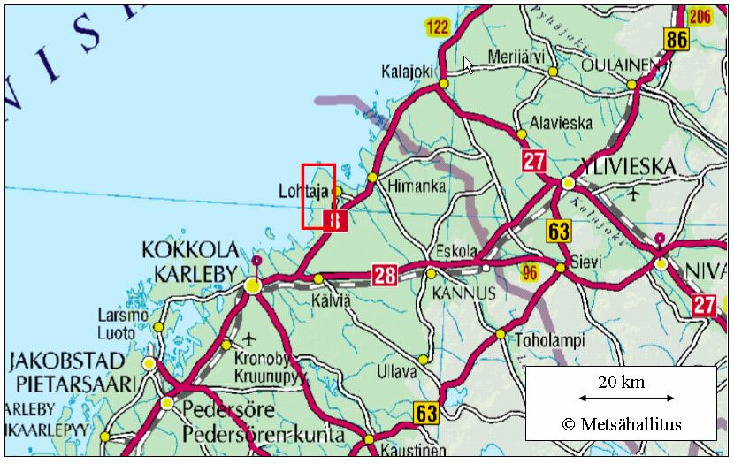 3 1 JOHDANTO Vattajan Natura 2000-alue (FI1000017) sijaitsee Lohtajan kunnassa Keski- Pohjanmaalla, noin 30 km Kokkolasta pohjoiseen (kuva 1).